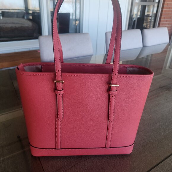 Michael Kors Jet Set Small Saffino Leather Tote Bag - Picture 4 of 12